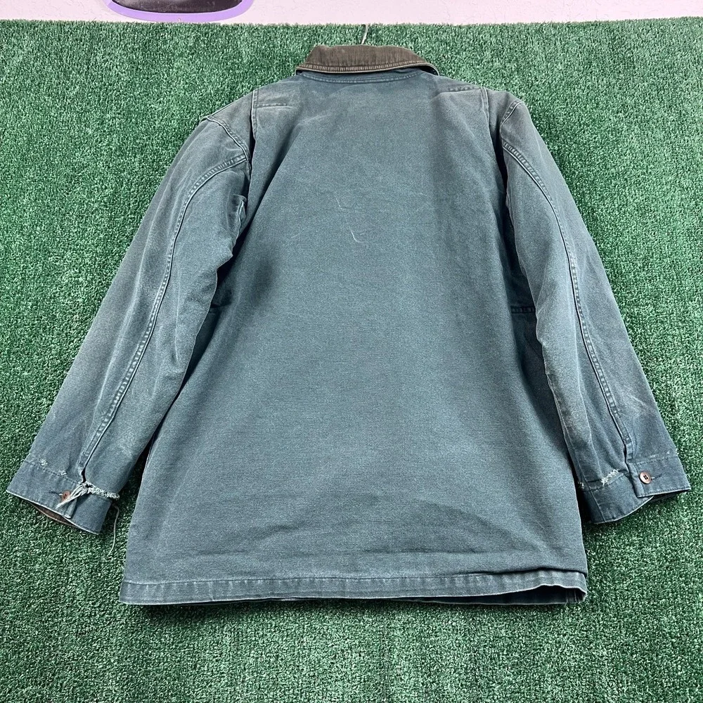 VTG L.L. Bean Jacket Women's Large Green Primaloft Lined Canvas Barn Field Coat - Picture 7 of 10